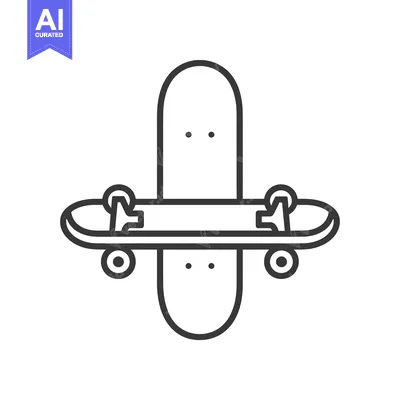 Aset premium populer: Line art illustration of a skateboard