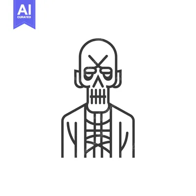 Popular premium asset: Line Art Illustration of a Skeleton with a Skull Face