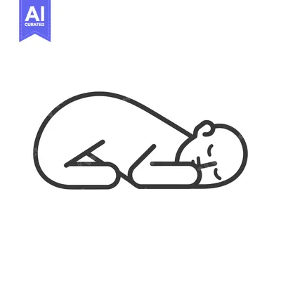 Aset desain premium: Line Art Illustration of a Sleeping Baby
