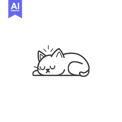 Aset desain premium: Line Art Illustration of a Sleeping Cat