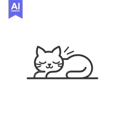 Popular premium asset: Line art illustration of a sleeping cat