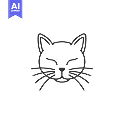 Aset desain premium: Line Art Illustration of a Sleeping Cat's Face