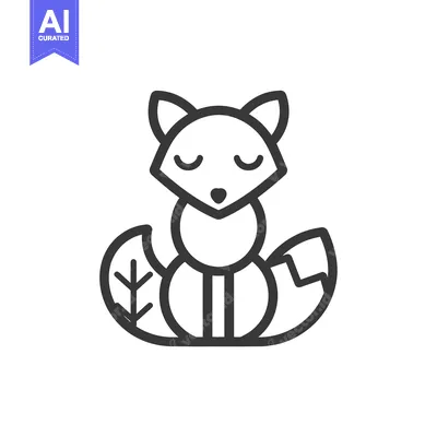 Premium design asset: Line Art Illustration of a Sleeping Fox