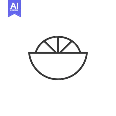Aset premium populer: Line art illustration of a sliced lime with a half-circle rind