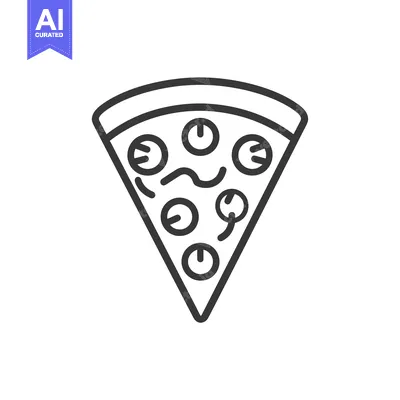 Popular premium asset: Line art illustration of a slice of pizza with toppings