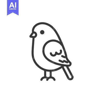 Aset desain premium: Line Art Illustration of a Small Bird