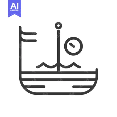 Popular premium asset: Line art illustration of a small boat with a compass