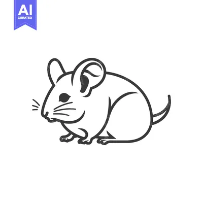 Aset premium populer: Line art illustration of a small grey mouse
