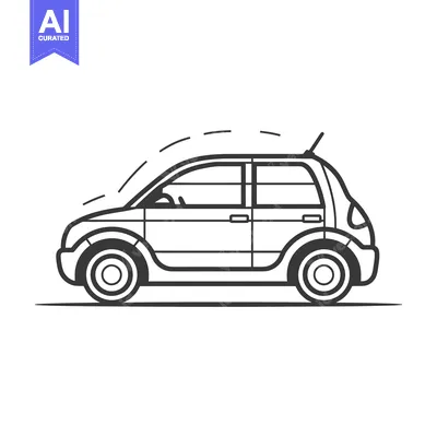 Line Art Illustration of a Small Hatchback Car