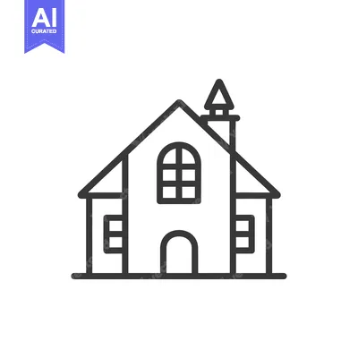 Popular premium asset: Line Art Illustration of a Small House with a Chimney