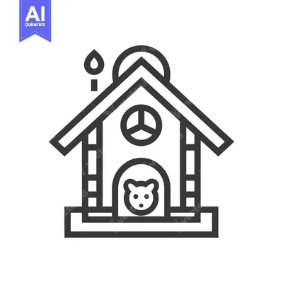 Aset premium populer: Line Art Illustration of a Small House with a Roof, a Door, and a Wind