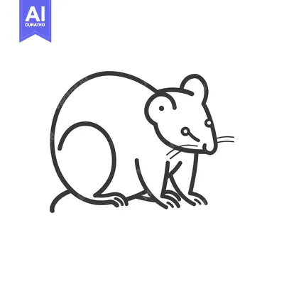 Premium design asset: Line Art Illustration of a Small Rodent Sitting