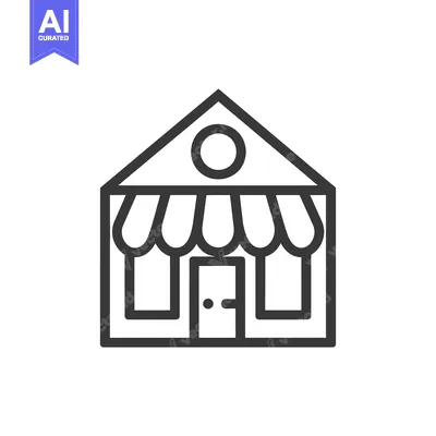 Aset premium populer: Line Art Illustration of a Small Shop Building with an Awning