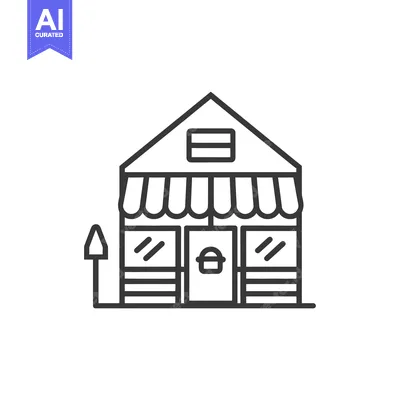 Premium design asset: Line art illustration of a small storefront building