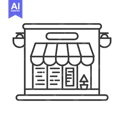Popular premium asset: Line Art Illustration of a Small Storefront with an Awning