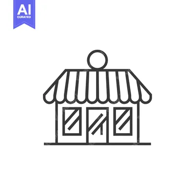 Premium design asset: Line Art Illustration of a Small Store with an Awning
