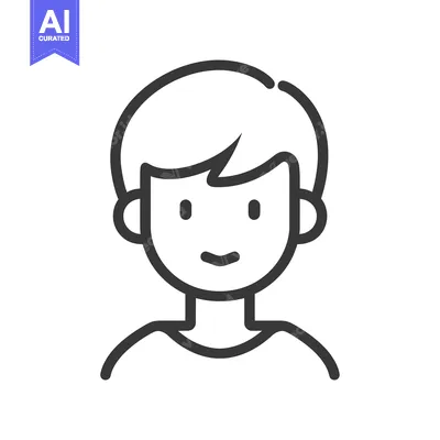 Aset premium populer: Line Art Illustration of a Smiling Boy with Short Hair