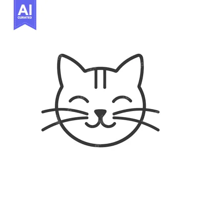 Aset premium populer: Line Art Illustration of a Smiling Cat's Face