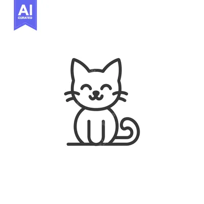 Aset premium populer: Line Art Illustration of a Smiling Cat Sitting on the Ground