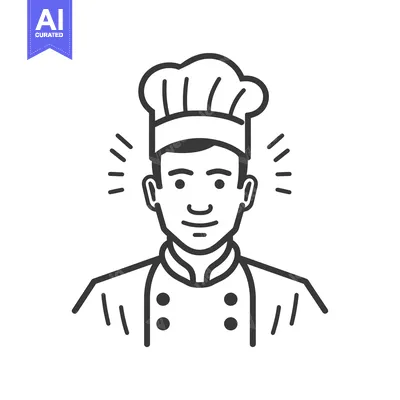 Aset premium populer: Line Art Illustration of a Smiling Chef Wearing a Hat
