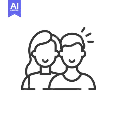 Aset premium populer: Line Art Illustration of a Smiling Couple