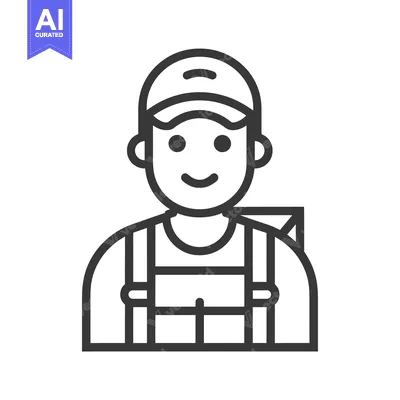 Popular premium asset: Line Art Illustration of a Smiling Delivery Person