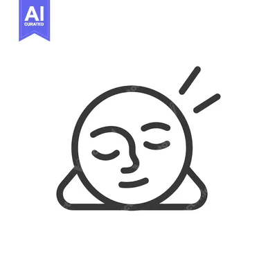 Line Art Illustration of a Smiling Face with Closed Eyes
