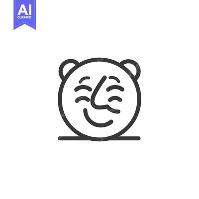Aset desain premium: Line Art Illustration of a Smiling Face with Wavy Lines for Eyes