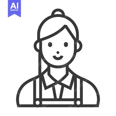 Popular premium asset: Line Art Illustration of a Smiling Female Character Wearing a Collared