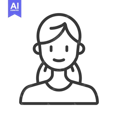 Aset premium populer: Line art illustration of a smiling female character with her hair tied