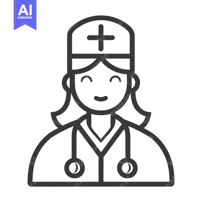 Aset premium populer: Line Art Illustration of a Smiling Female Doctor with a Stethoscope