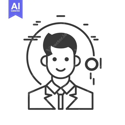 Popular premium asset: Line Art Illustration of a Smiling Man in a Suit