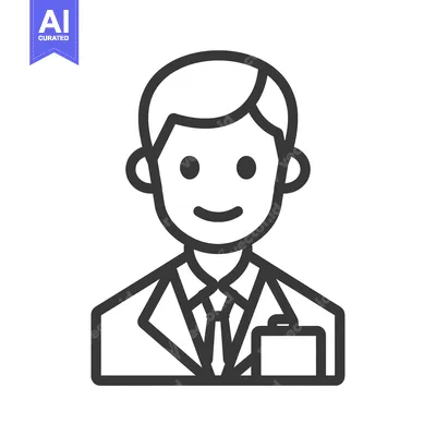 Aset premium populer: Line art illustration of a smiling man in a suit