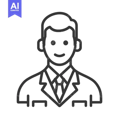 Aset premium populer: Line Art Illustration of a Smiling Man in a Suit