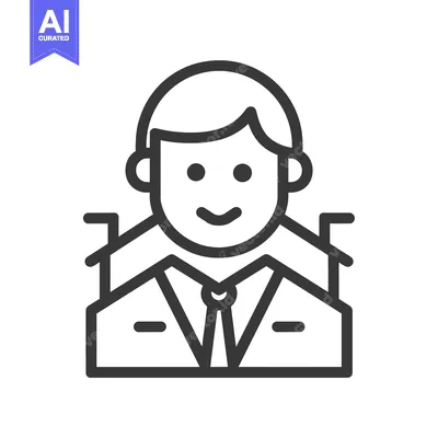 Aset desain premium: Line Art Illustration of a Smiling Man in a Suit and Tie