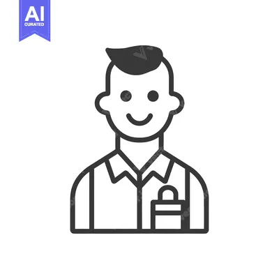 Popular premium asset: Line art illustration of a smiling man wearing a shirt with a padlock