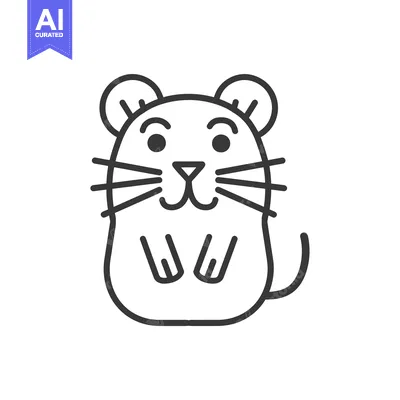 Popular premium asset: Line Art Illustration of a Smiling Mouse
