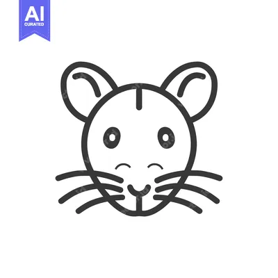 Aset premium populer: Line Art Illustration of a Smiling Mouse Face