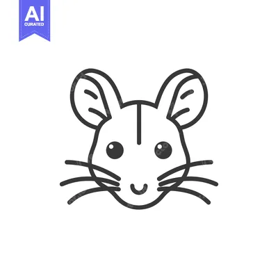 Popular premium asset: Line art illustration of a smiling mouse head