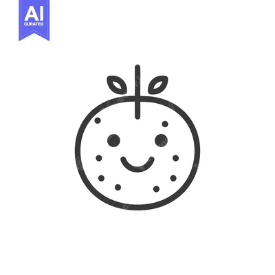 Aset premium populer: Line Art Illustration of a Smiling Orange with Leaves