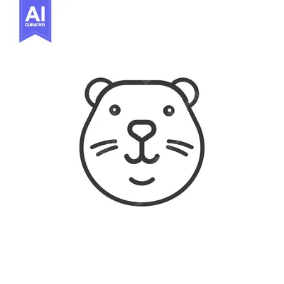 Aset premium populer: Line art illustration of a smiling otter face