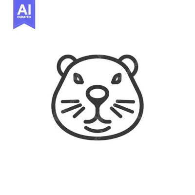 Aset premium populer: Line Art Illustration of a  Smiling Otter's Face