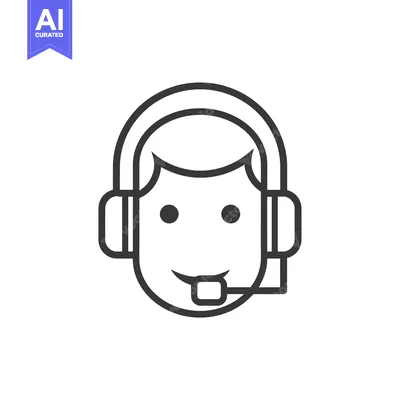 Aset desain premium: Line art illustration of a smiling person wearing a headset