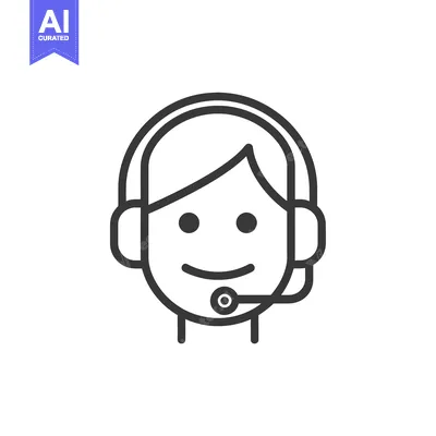 Aset premium populer: Line art illustration of a smiling person wearing a headset