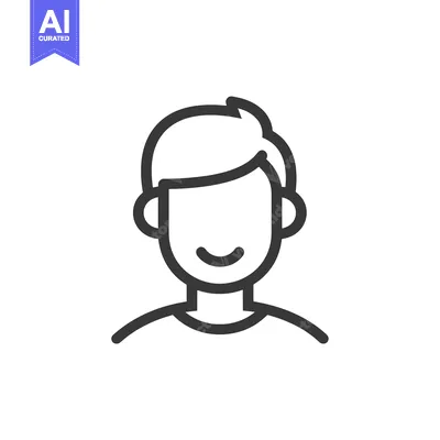 Aset desain premium: Line Art Illustration of a Smiling Person with Short Hair