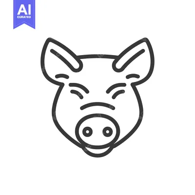 Line Art Illustration of a Smiling Pig's Face