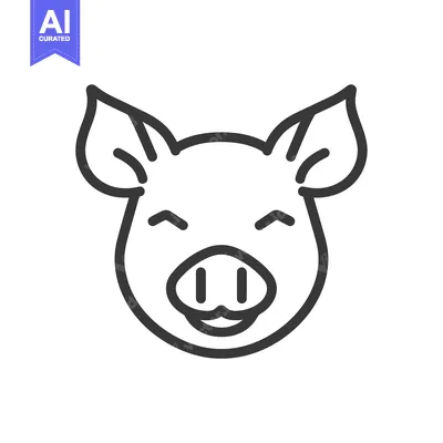 Aset premium populer: Line Art Illustration of a Smiling Pig's Face