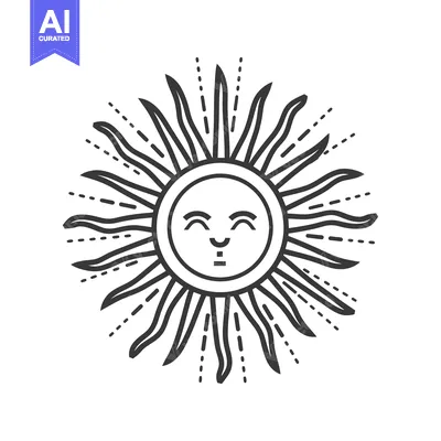 Aset premium populer: Line Art Illustration of a Smiling Sun with Rays