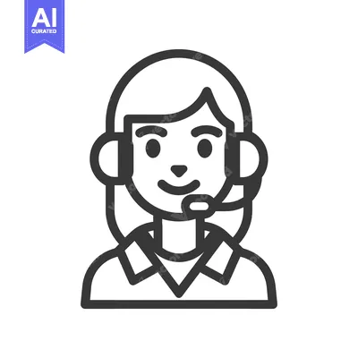Aset premium populer: Line Art Illustration of a Smiling Woman Wearing a Headset