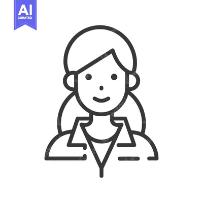 Popular premium asset: Line Art Illustration of a Smiling Woman with Long Hair